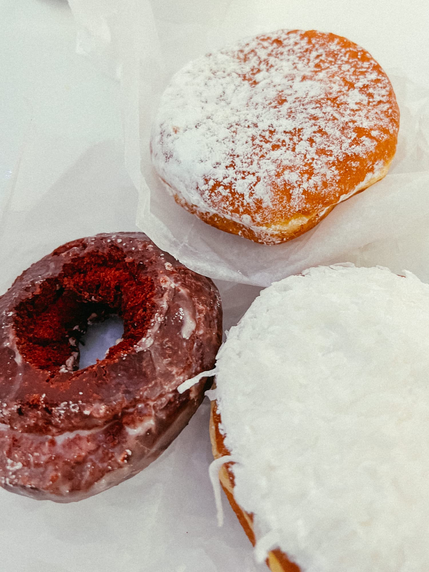 Coconut, chocolate and cream doughnuts from Peter Pan Donuts