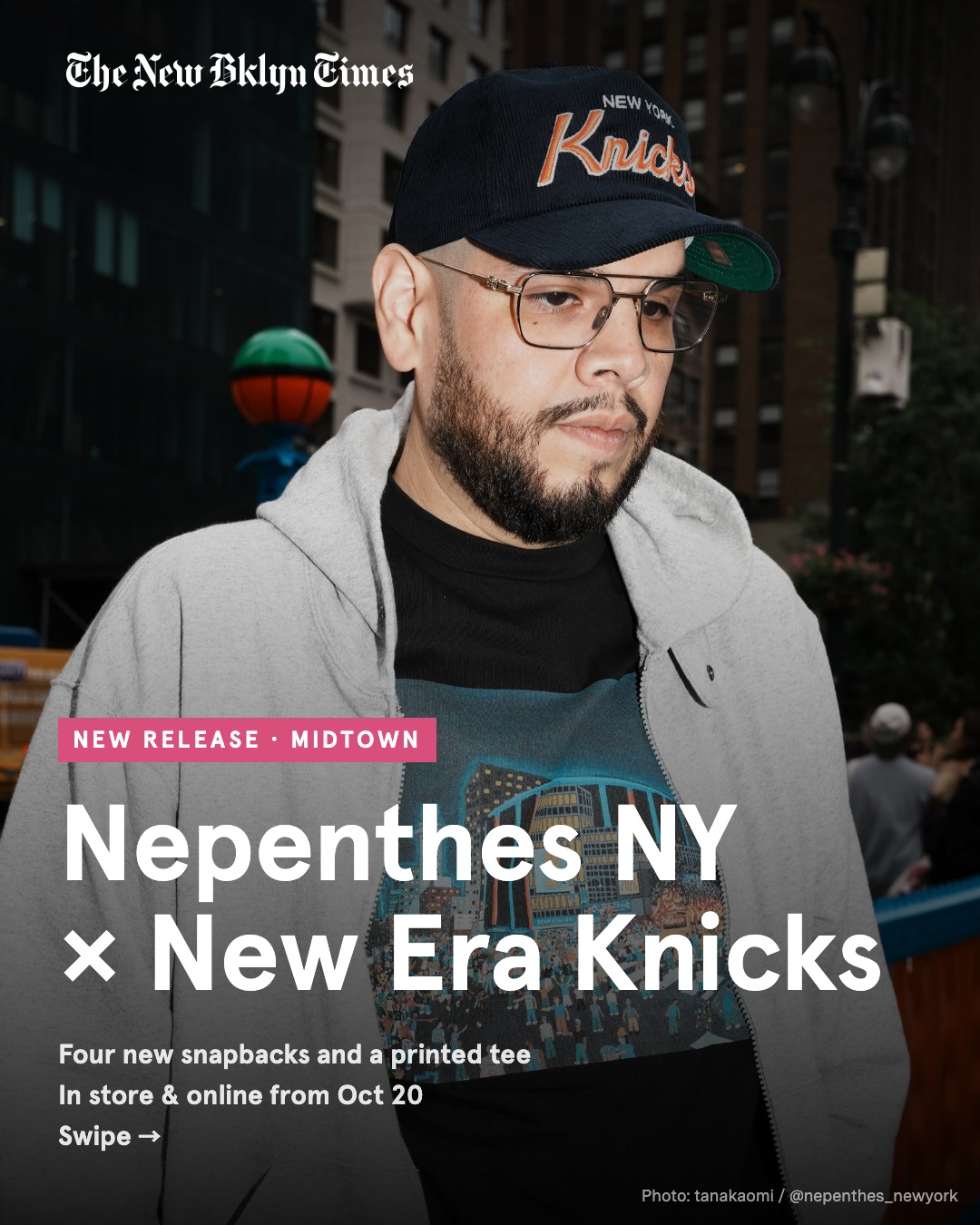 Nepenthes New York × New Era: four new Knicks snapbacks and a printed tee for the 2025–26 championship season, on sale t