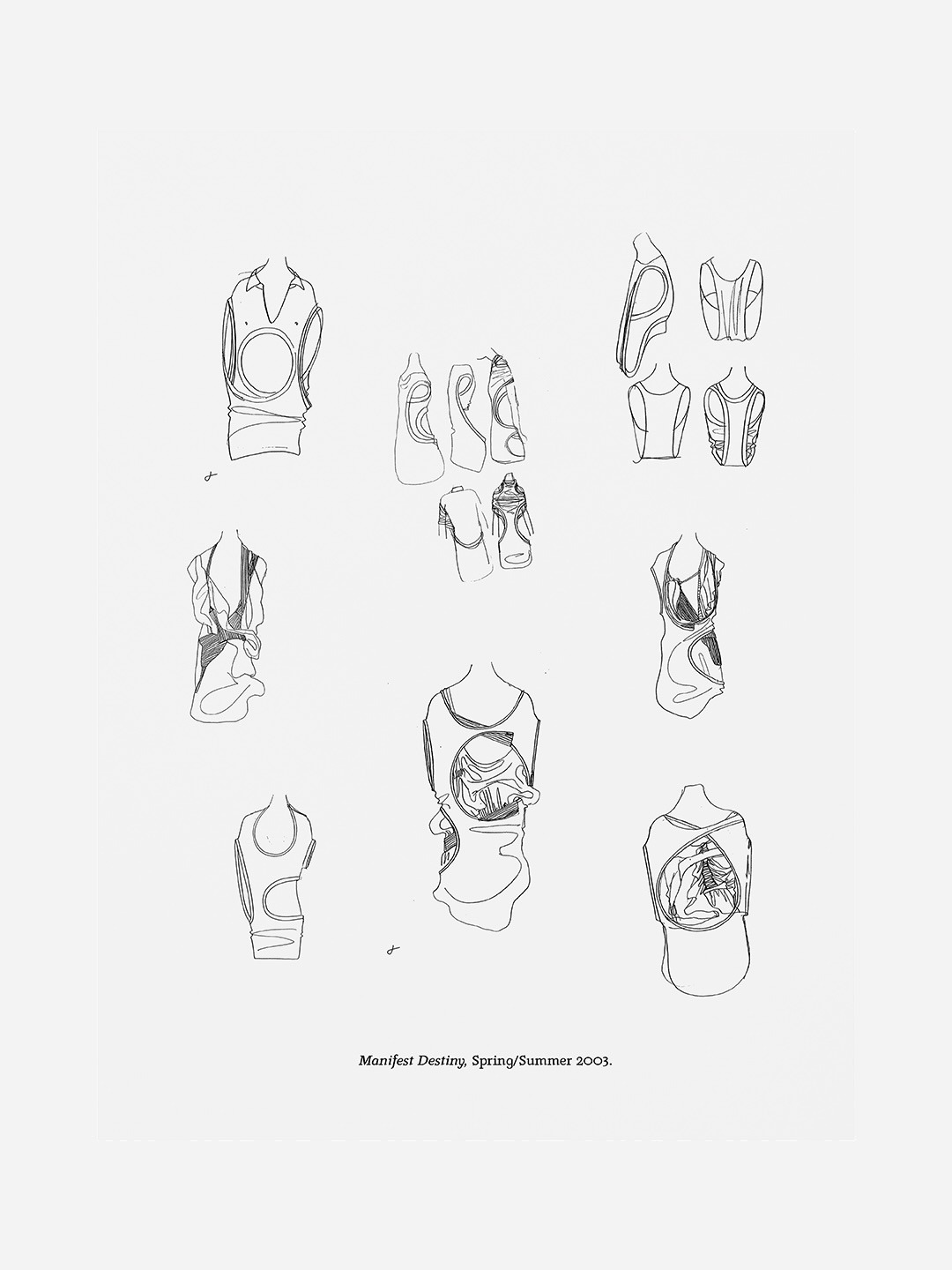 Hussein Chalayan sketches for Manifest Destiny, Spring/Summer 2003