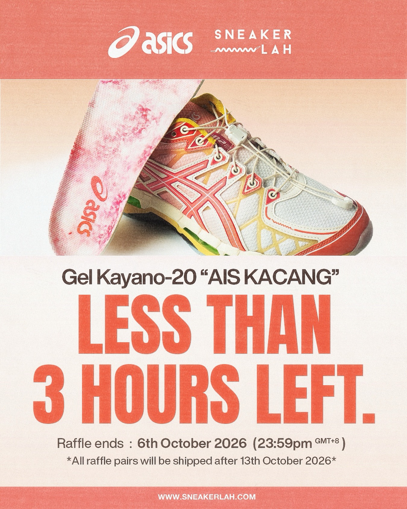 GEL-KAYANO 20 Ais Kacang with its pink splotch-print insole