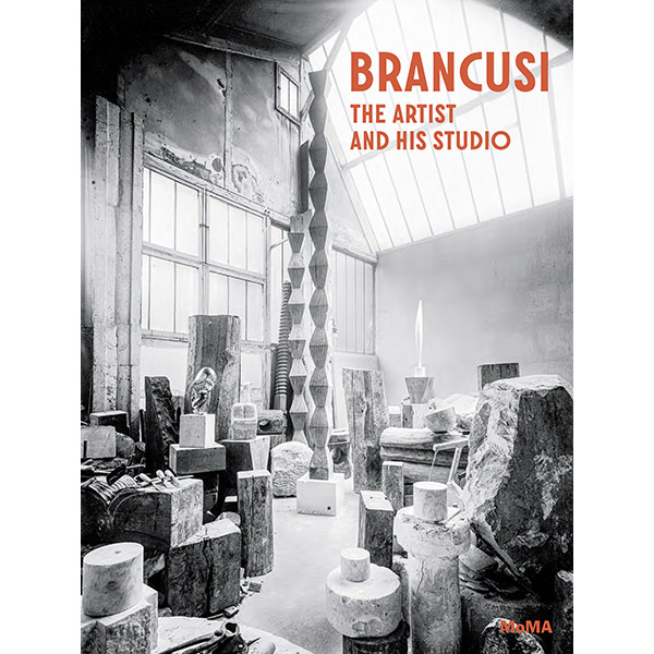 Cover of the MoMA Brancusi exhibition publication showing his studio with Endless Column