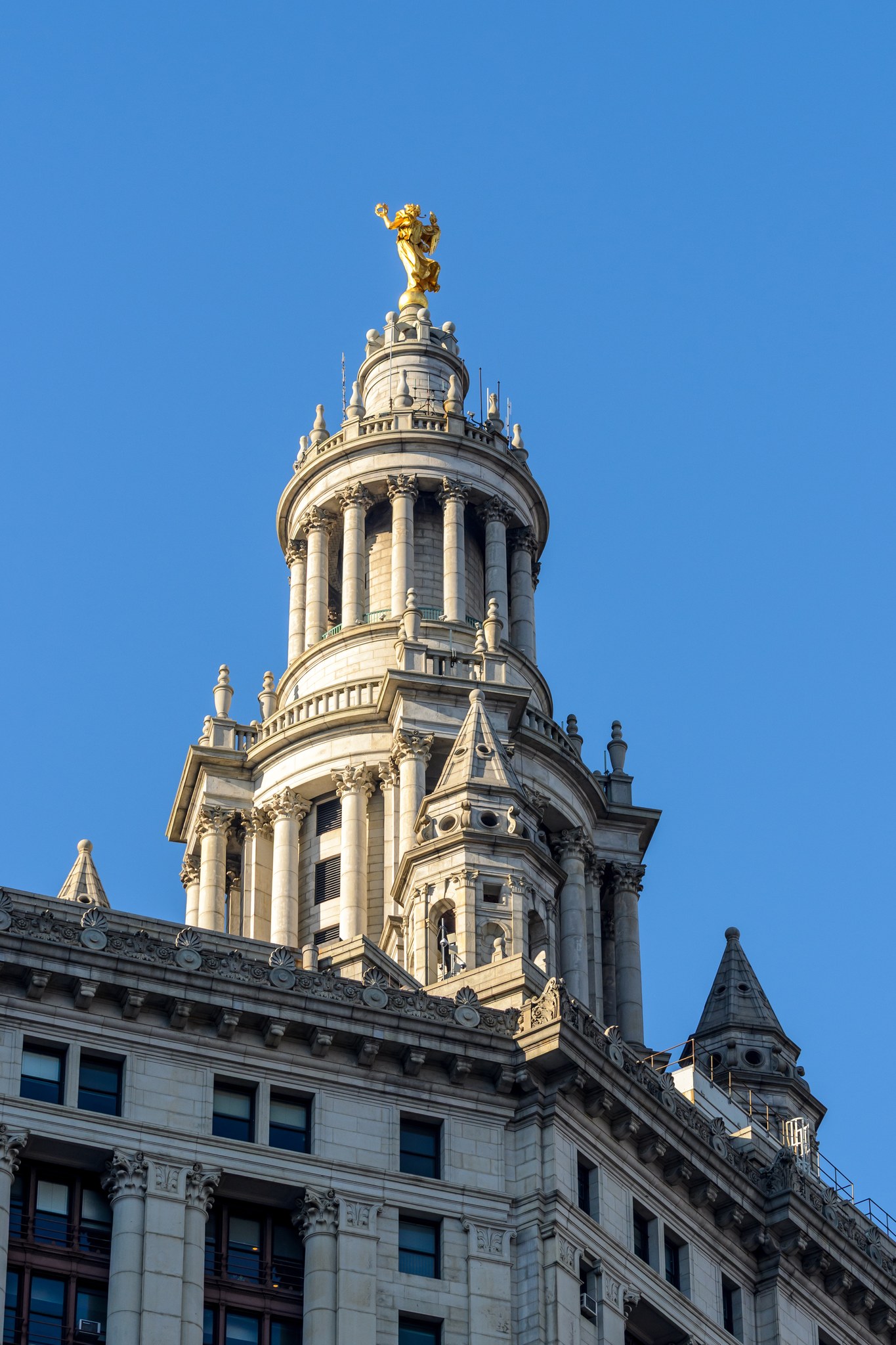 Civic Fame, the 25-foot gilded statue atop the tower