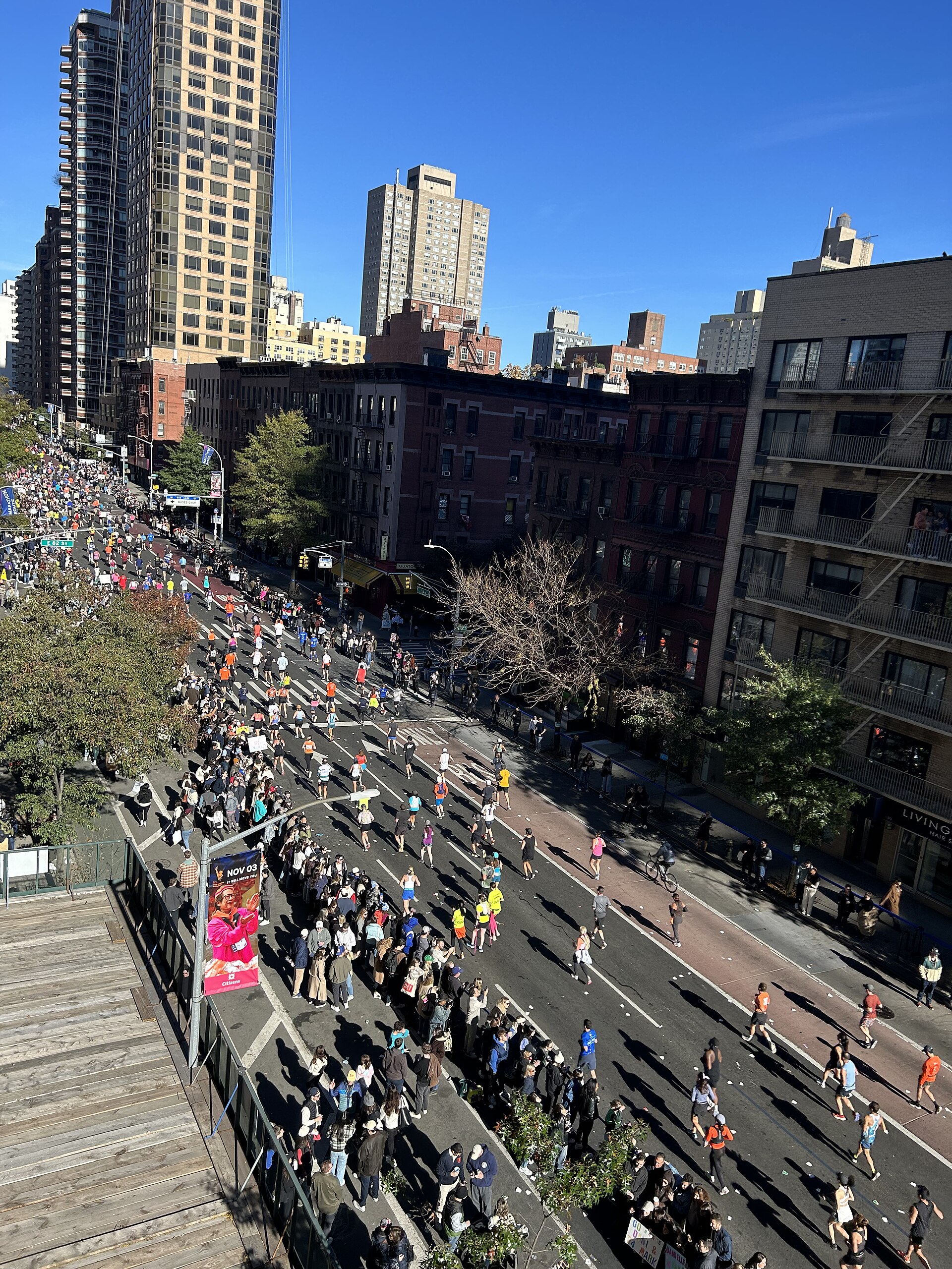 NYC Marathon runners on First Avenue at 81st Street