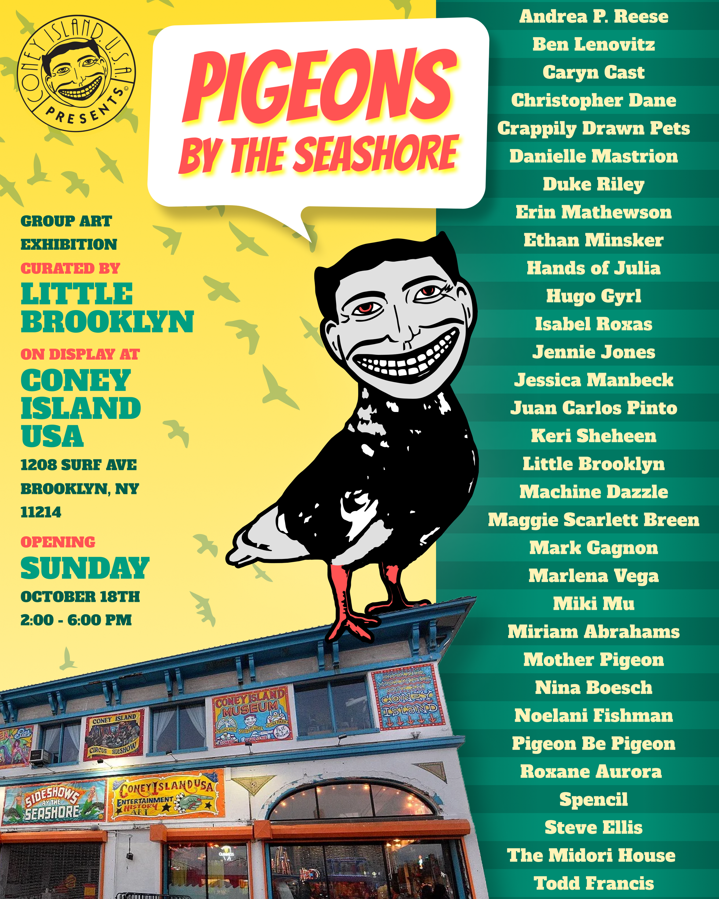Pigeons by the Seashore Fills Freak Bar at Coney Island USA, Brooklyn, NYC